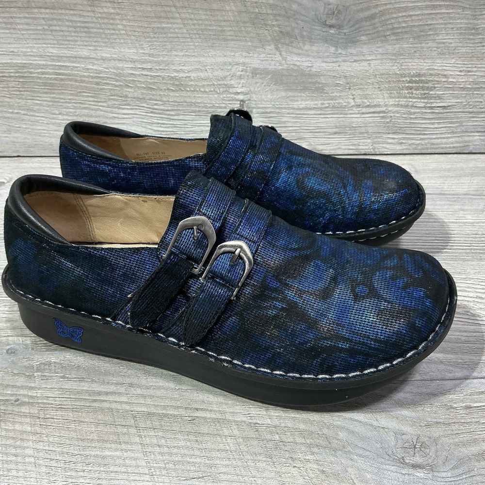 Alegria Alli Clogs Womens 42 US 11.5-12 Twist Blue Floral Leather Double Strap